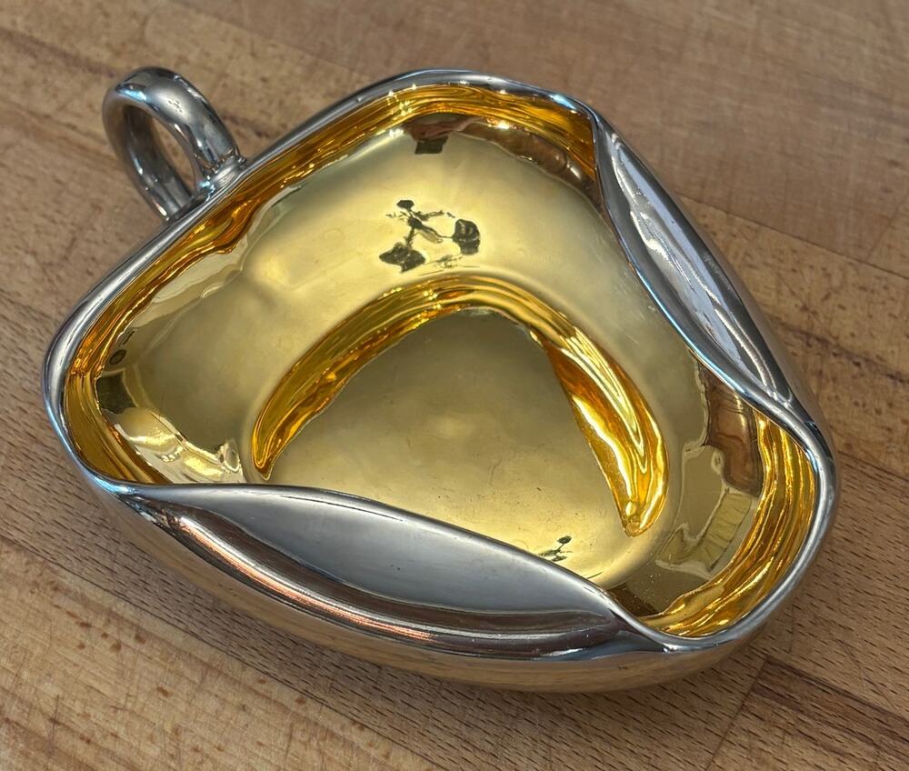 Antique Moschendorf Bavaria Porcelain #4984 Gold & Silver Metallic Nappy Dish